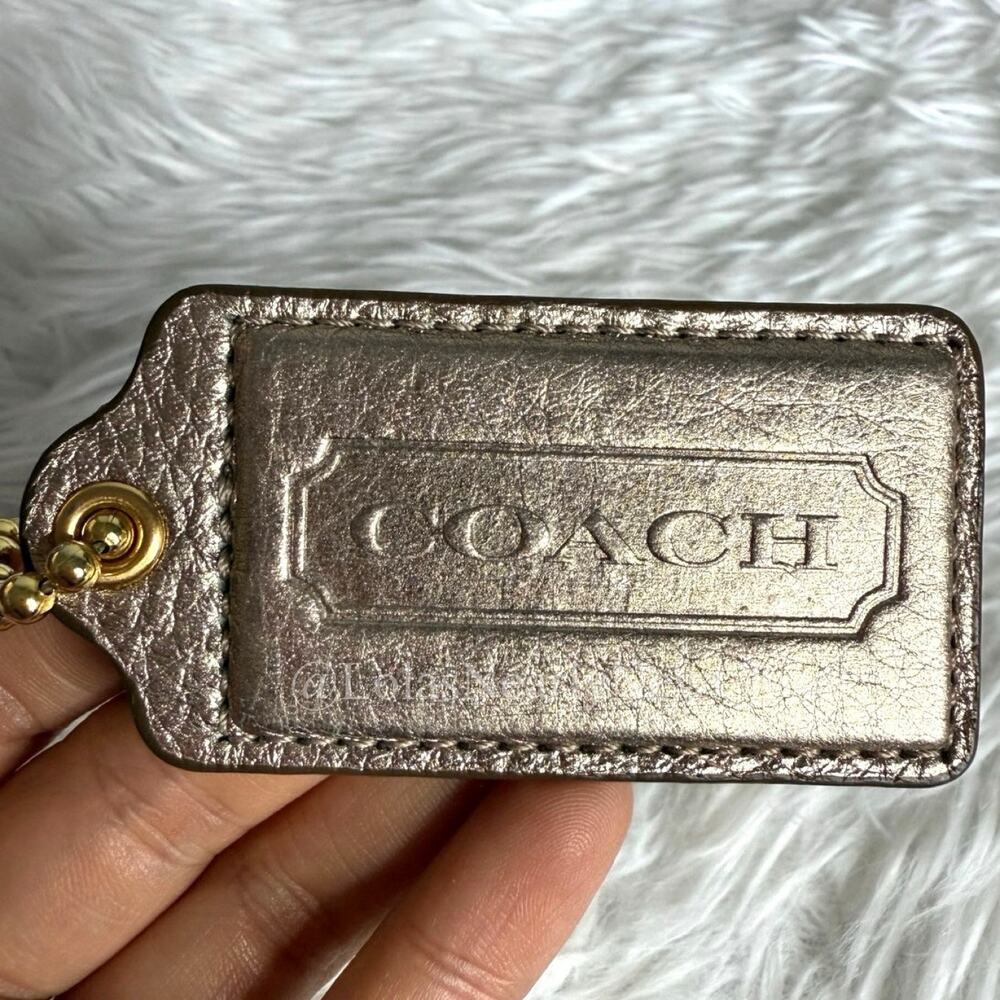 2.5" Coach Metallic Gold Fob Bag Charm Hang tag Hangtag